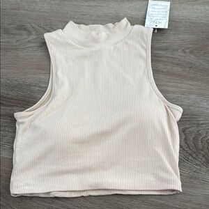 Cream Sleeveless Ribbed Top